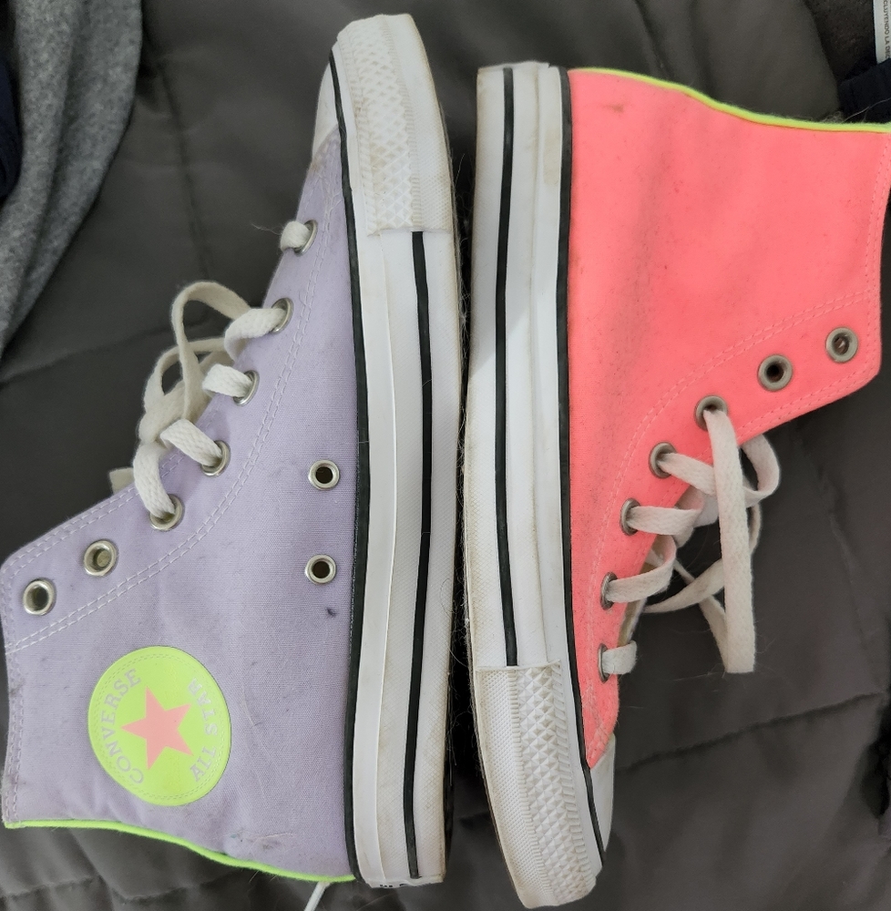 Multi color Converse high tops, size 8